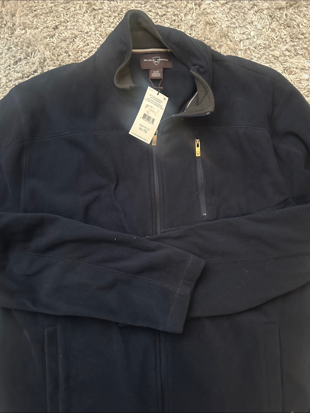 Black Brown 1826 Men's Black Quarter-Zip Fleece Jacket